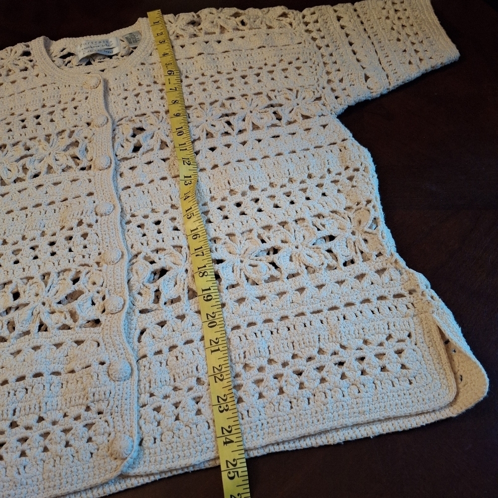 Portraits by Northern Isle Hand Knit Button-up Yellow Sweater Top Women Size XL - Picture 15 of 16